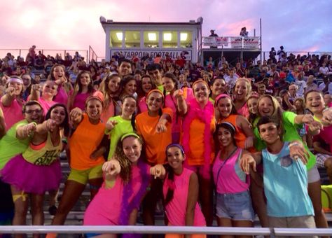 Neon high school football game. Football game themes. Tarpon springs high school Football Game Themes, School Football Game, Rally Idea, Pep Club, High School Games, High School Football Games, Spirit Week Outfits, Football Spirit, Basketball Theme