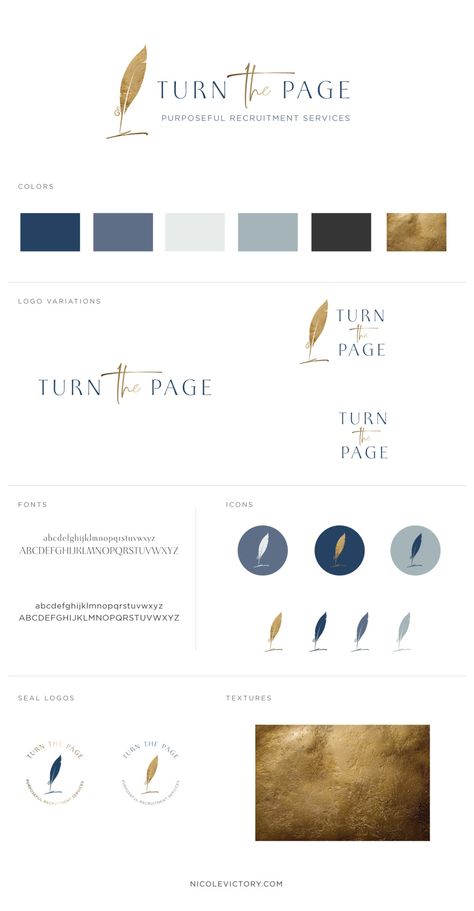 Marble Branding Design, Style Guides Design, Blue Gold Branding, Blue And Gold Website, Feather Logo Design Ideas, Website Texture, Logo Style Guide, Website Styles, Gold Website