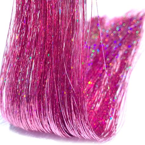 Tinsel Hair Pink, Pink Tinsel Hair, Pink Hair Tinsel, Pink Glitter Hair, Tinsel Hair Extensions, Pink Hair Extensions, Valentines Hair, Tinsel Hair, Long Pink Hair