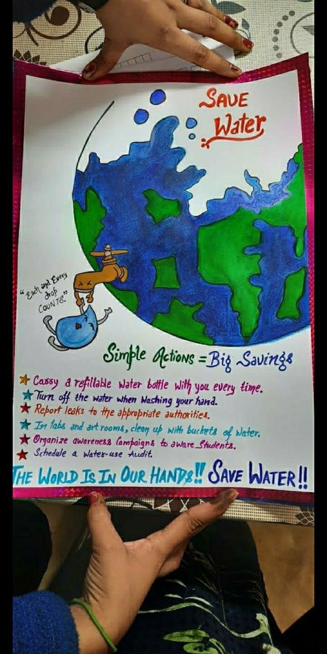 Water Conservation Poster Schools, Conserve Water Poster, Poster On Water Conservation, Water Pollution Poster Project, Water Conservation Poster Ideas For Competition, Slogan Making Ideas, Poster On Pollution, Crafty Aesthetic, Water Pollution Poster