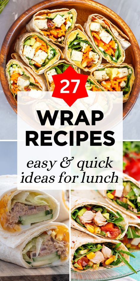 Wrap up your lunch routine with our collection of 26 easy and quick wrap recipes! These ideas are perfect for on-the-go meals or a simple lunch at home. Click to explore a variety of flavors, from classic chicken wraps to vegetarian delights, all designed to make your lunchtime both delicious and hassle-free. Simple Wrap Recipes, Easy Ideas For Lunch, Wrap Recipes For Lunch, Quick And Easy Lunch Ideas, Ideas For Lunch, Wraps Recipes Easy, Lunch At Home, Healthy Foods To Make, Simple Lunch