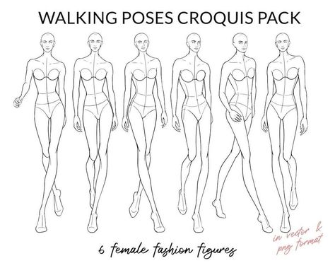 See how fashion design, art, and illustration intersect in modern design. Female Croquis, Figure Template, Fashion Design Inspiration, Walking Poses, Fashion Figure Templates, Fashion Illustration Poses, Women's Runway Fashion, Sketch Fashion, Fashion Walk