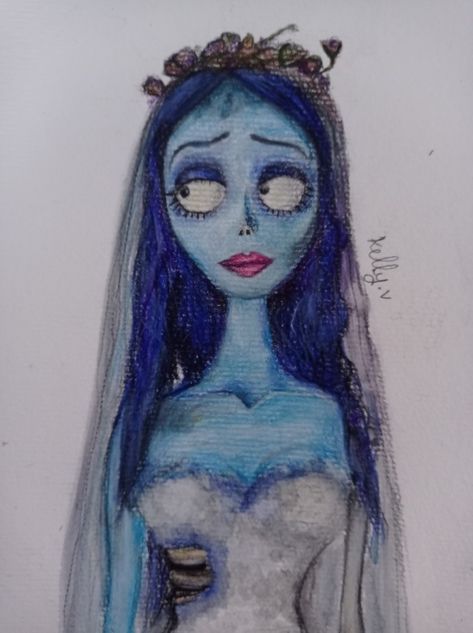 The Corpse Bride Drawings, Corpse Bride Emily Drawing, Corpse Bride Watercolor, Corpse Bride Drawing Easy, Emily Corpse Bride Drawing, Emily Drawing, Corpse Bride Drawing, Bride Drawing, Tim Burton Drawings