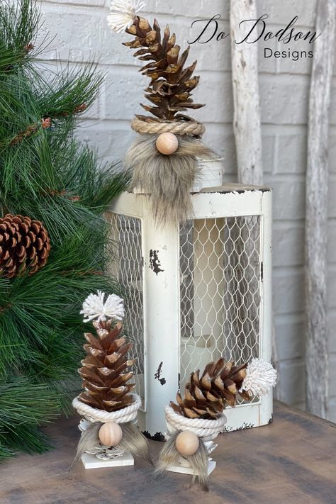 Pinecone Gnomes, Cone Ideas, Gnome Ideas, Pinecone Crafts, Pine Cone Christmas Tree, Cone Crafts, Diy Pinecone, Cone Christmas Trees, Gnomes Diy