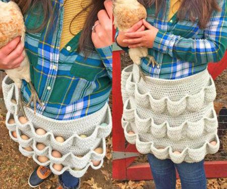 Apron Crochet, Crochet Lace Jacket, Egg Apron, Egg Collecting Apron, Crochet Egg, Square Apron, Apron Pattern Free, Egg Aprons, Apron Pattern