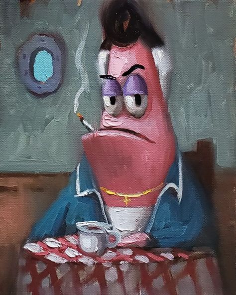 Oil Painting Funny, The Sopranos Painting, The Sopranos Art, Sopranos Artwork, Paulie Gualtieri, Mafia Art, Christopher Moltisanti, James Gandolfini, Spongebob Painting