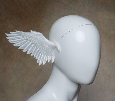 Lightweight Costume Ear Wings - Etsy Purple Wings Angel, Angel Wings Headpiece, Cosplay Horns Pattern, Wings Over Eyes, 3d Printed Accessories, Womens Ghost Costume, Tech Wings, Wings On Head, Angel Inspired Outfits