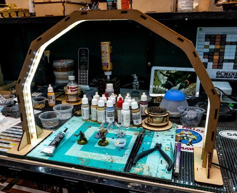 Hobby Workbench, Hobby Room Design, Workbench Light, Bench Desk, Paint Rack, Folding Workbench, Mobile Project, Paint Booth, Workbench Plans