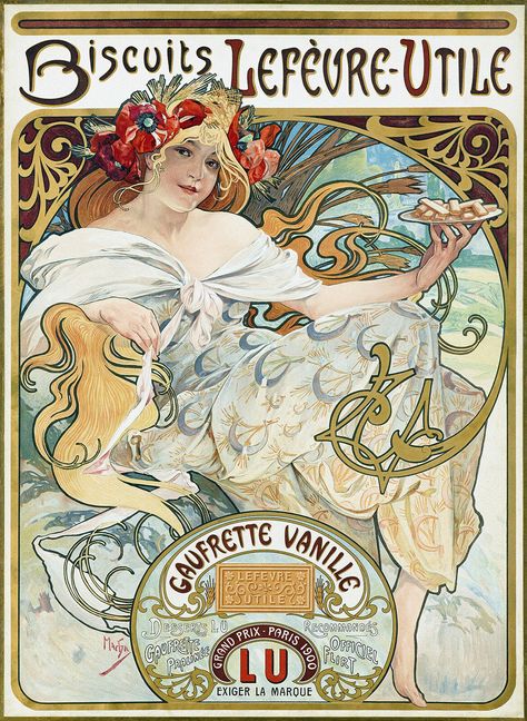 Alphonse Mucha Art Nouveau old poster Biscuits Lefevre-Utile - in 4 sizes | eBay Poster Calendar, Alphonse Mucha Art, Mucha Art, Alfons Mucha, Art Nouveau Poster, Custom Picture Frame, Alphonse Mucha, Illustration Vintage, French Art