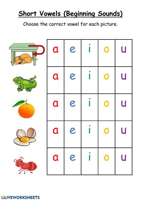 Vowels Worksheet For Preschool, Vpk Worksheets, Teaching Short Vowel Sounds, Vowel Sounds Activities, Kindergarten Start, Teaching Vowels, Short Vowel Worksheets, Zoo Phonics, Free Printable Alphabet Worksheets