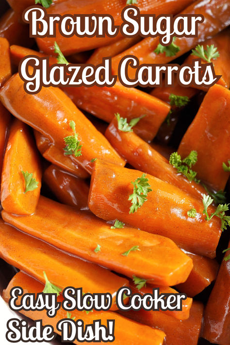 These easy 15 min. slow cooker glazed carrots make a deliciously sweet and buttery side dish for any special meal. These would make the perfect side dish to go with your Easter lamb chops or ham. Carrots Side Dish Crockpot, Carrot Crockpot Recipes, Slow Cooker Glazed Carrots, Crockpot Carrots Brown Sugar, Crock Pot Carrots, Best Glazed Carrots, Slow Cooker Carrots, Carrots With Brown Sugar, Crockpot Glazed Carrots