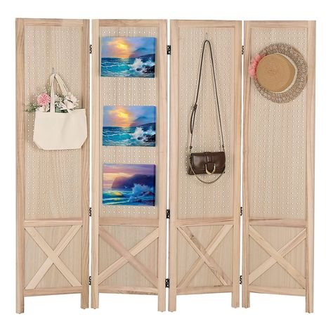 Privacy Partition, Pegboard Display, Folding Room Divider, Wood Room Divider, Shared Apartment, Folding Room Dividers, Renovation Costs, Farm House Colors, Room Divider Screen