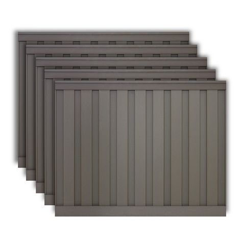 Purchase is for 5 Trex Seclusions fence panel kits which each panel kit includes: 1 top rail, 2 bottom rail covers, 1 aluminum bottom rail, 19 pickets, 4 fence brackets and wood exterior screws. The Trex Seclusions fence panel kits are not pre-assembled and are ready to construct on-site. Fence panel kits require top rail and bottom rails to be cut to length using a circular saw or 12 in miter saw and use drill for screws. Trex Fencing 6-ft H x 8-ft W 5-Pack Winchester Grey Composite Board-on-bo Trex Fence, Trex Fencing, Grey Fences, Metal Fencing, Side Gate, Privacy Fence Panels, Wood Privacy Fence, Composite Fencing, Windsor House