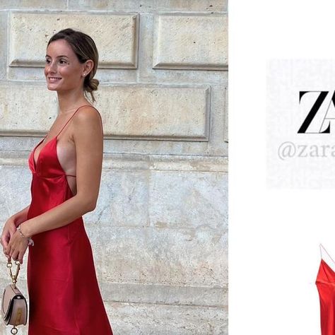 Zara Factor on Instagram: "✨ ▫️Silk slip DRESS 🏷️5919/818 💵269.00 C$ . . . . . 📸: @marinariasrubio @zara #zara #zarafashion #zarafactor" Zara Cherry Dress, Red Zara Dress For Party, Zara Red Cocktail Maxi Dress, Chic Red Zara Dresses, Zara Silk Dress, Zara Red Sleeveless Mini Dress, Zara Fashion, Silk Slip Dress, Silk Slip