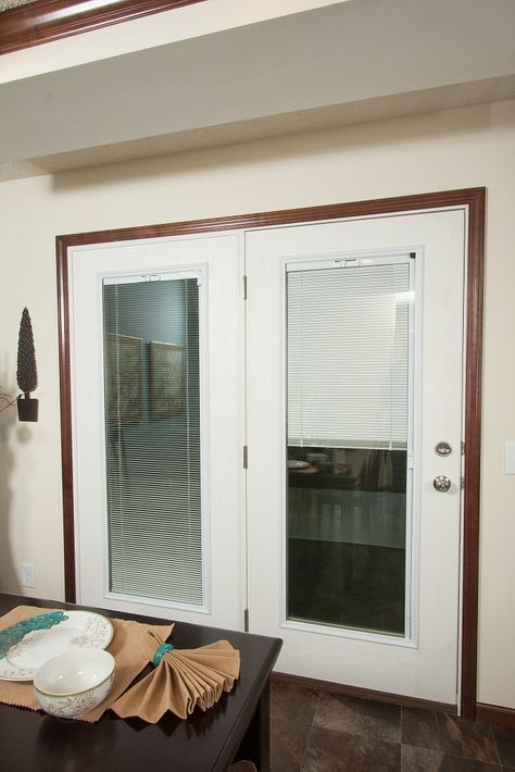 patio doors with built in blinds | Swing Patio Door with Enclosed Blinds Patio Door With Built In Blinds, Patio French Doors With Blinds, Patio Doors With Built In Blinds French, Hinged French Patio Doors, Fireplace Furniture Placement, Fireplace Apartment, French Doors Patio Wood 42”, Small Basement Remodeling, Fireplace Furniture