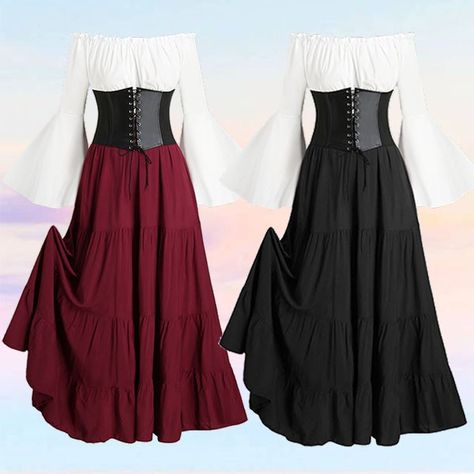 Red And Black Pirate Outfit, Spiritual Outfits, Ren Faire Dress, Era Medieval, Medieval Outfit, Fair Outfit, French Costume, Outfit Modest, Pirate Queen