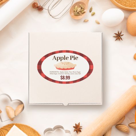 A great sticker for labeling your pies for sale. Editable text that allows you to change the name of the pie, ingredients and price. Design includes a generic watercolour style apple pie, on a red plaid background. Red plaid background can be changed in the Editor to allow you to customize the label for different pie flavours that you offer. Great for apple pies, peach pies, cherry pies, and blueberry pies sold at farmers' markets, food stands, bake sales, and bakeries. Red Plaid Background, Blueberry Pies, Peach Pies, Apple Pie Ingredients, Cherry Pies, Pie Flavors, Plaid Background, Apple Pies, Peach Pie