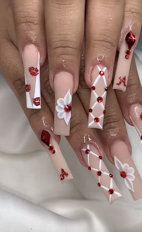 Acrylic Nail Designs Burgundy, White And Burgundy Nails, Burgundy Nails Acrylic, Wine Nails, Simple Acrylic, Cherry Wine, Cute Acrylic Nail Designs, Simple Acrylic Nails, Burgundy Nails