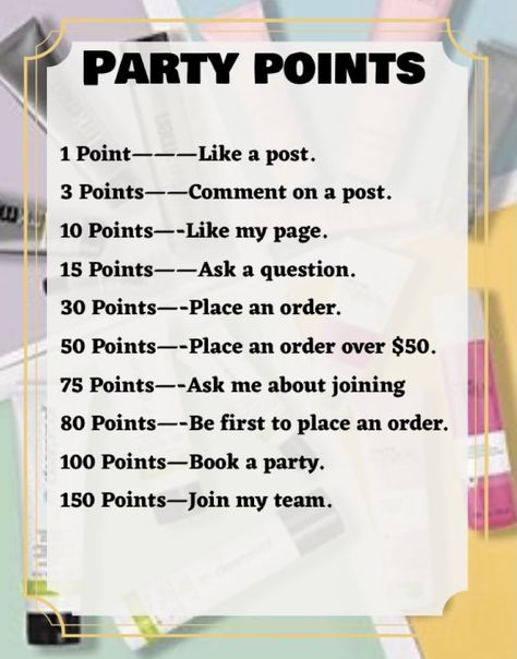 Mary Kay Games, Party Points, Paparazzi Jewelry Images, Point System, Meeting Ideas, Mary Kay Party, Scentsy Party, Mary Kay Business, Virtual Party