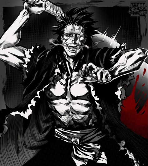 Kampachi Zaraki, Bleach Pictures, Kenpachi Zaraki, Bleach Anime Ichigo, Black Wallpaper Iphone Dark, Bleach Anime Art, Bleach Characters, Bleach Art, Akame Ga