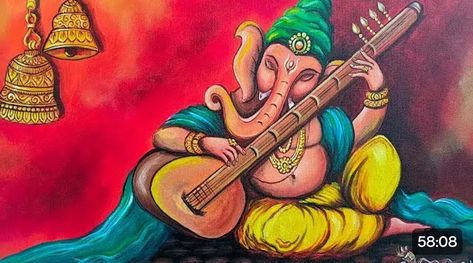 Ganesha Paintings On Canvas, Ganesh Canvas Painting Wall Art, Ganpati Acrylic Painting Canvas, Lord Ganesha Paintings Canvases, Abstract Ganesha Painting Acrylics, Ganesha Painting Acrylics Easy, Ganesha Canvas Painting Acrylics, Ganpati Paintings Acrylics, Ganpati Drawing Ganesha Painting