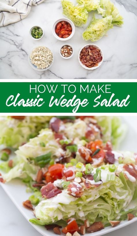 If you're looking for a simple yet delicious salad that delivers on both taste and texture, this Classic Wedge Salad is the perfect choice. Wedge Salad Appetizer, Mini Wedge Salad, Wedge Salad Dressing, Easy Wedge Salad, Classic Wedge Salad, Wedge Salad Recipes, Southern Comfort Recipes, Comfort Recipes, Salads For A Crowd