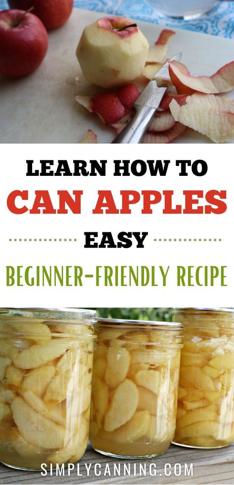 Canning Apples:  Learn how to can apples with easy beginner friendly canning recipe. Customize sugar levels with tips from #SimplyCanning. 🍎🍏 #CanningApples #Apples https://www.simplycanning.com/canning-apples/ Apples Canning, Can Apples, Apple Recipes For Canning, Preserving Apples, Canning Apple Pie Filling, Canning Applesauce, Canning Apples, Easy Canning, Pressure Canning Recipes