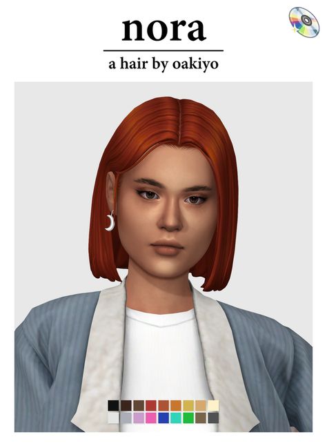 Nora Hair | oakiyo on Patreon Maxis Cc Hair, Sims 4 Cc Bob Hair, Cc Hair, New Short Hairstyles, Pelo Sims, Sims 4 Mm Cc, Hair Strands, Sims 4 Mm, Sims Hair