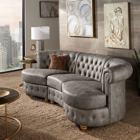 Rosdorf Park Chiszar 109.0549'' Upholstered Sofa | Wayfair Book Fabric, Luxury Furniture Living Room, Fabric Gray, Front Rooms, Sofa Review, Deep Seat Cushions, Read A Book, Brown Sofa, Curved Sofa