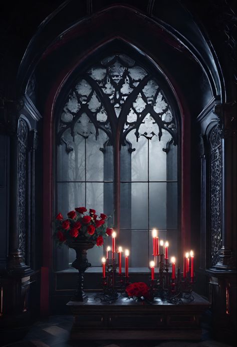 Vampire Room, Gothic Fireplace, Vampire Castle, Goth Houses, Art Of The Day, Gothic Window, Goth Bedroom, Victorian Vampire, Photography Artistic