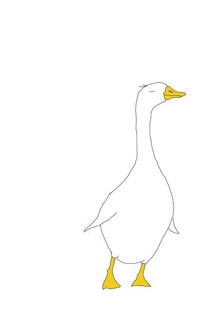 Birds Cute Drawing, Duck Simple Drawing, Geese Illustration, Black And White Line Drawings, Goose Illustration, Goose Drawing, Happy Duck, Duck Illustration, 심플한 그림