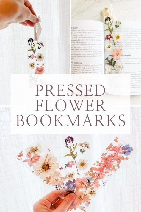 pinterest pin for pressed flower bookmarks Crafts Using Paper, Pressed Flower Bookmarks, Homemade Bookmarks, Functional Crafts, Flower Bookmarks, May Crafts, Diy Nature, Fox Farm, Bookmarks Diy