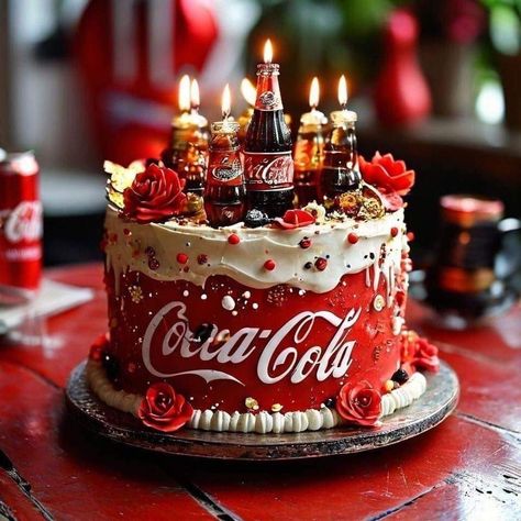 Coke Cake, Cola Cake, Happy Birthday Cake Images, Creative Cake Decorating, Beautiful Birthday Cakes, Creative Birthday Cakes, Crazy Cakes, Pretty Birthday Cakes, Cake Lover