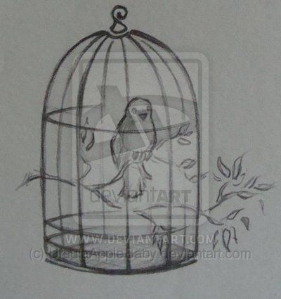 Birdcage Drawing, Bird Cage Art, Cage Art, Birdcage Tattoo, Small Bird Tattoos, Red Bird Tattoos, Tiny Bird Tattoos, معرض فني, Bird In A Cage