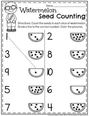 Preschool Counting Worksheets, Preschool Counting, Watermelon Seed, Free Preschool Worksheets, Preschool Math Worksheets, Worksheet For Kids, Counting Worksheets, Summer Preschool, Printable Preschool Worksheets