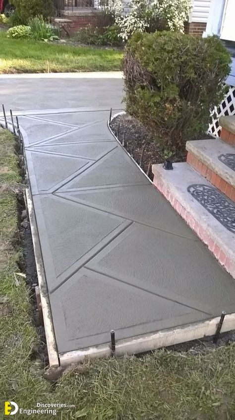 Do-It-Yourself Concrete Paths On A personal Plot - Engineering Discoveries Design Per Patio, Concrete Path, Decoration Beton, Cement Patio, Concrete Patio Designs, Concrete Patios, Concrete Walkway, Pathway Landscaping, Side Yards