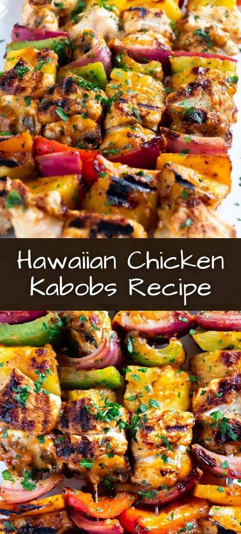 Savor the tropical paradise with our Hawaiian Chicken Kabobs Recipe featuring juicy pineapple and marinated chicken, a delightful skewer dish that transports your taste buds to the islands. Follow us for more mouthwatering recipes and culinary adventures Hawaiian Chicken Recipes Pineapple, Hawaiian Chicken Kabobs On The Grill, Chicken And Pineapple Kabobs, Grilled Hawaiian Chicken Kabobs, Grilled Pineapple Chicken Kabobs, Hawian Chicken Kabob Marinade, Pineapple Chicken Kabobs, Hawaiian Chicken Kabobs, Hawaiian Chicken Recipes