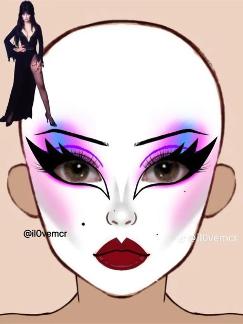 Elvira Makeup, Goth Eye Makeup, Drag Make-up, Scene Makeup, Punk Makeup, Makeup Drawing, Makeup Face Charts, Graphic Makeup, Swag Makeup