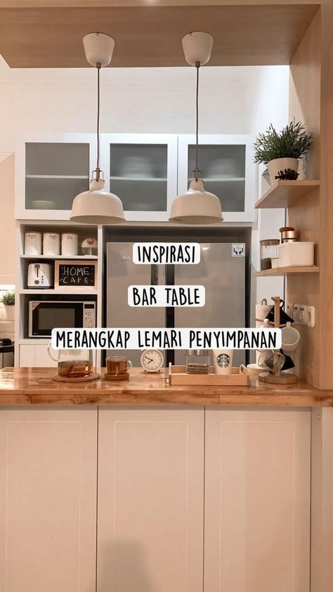 Dapur Aesthetic Simple, Minibar Kitchen, Kitchen Set Mini Bar, Dapur Skandinavia, Hiasan Dalaman Dapur, Desain Pantry, Kabinet Dapur, Small Kitchen Decor, Minimalist House Design