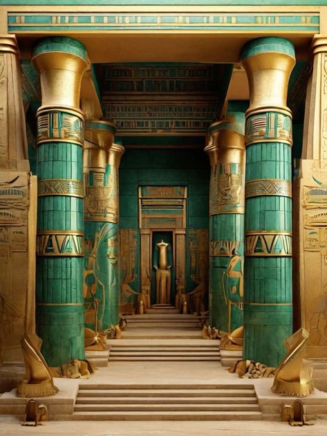 Egyptian Pillars, Egypt Party, Ancient Egyptian Cities, Ancient Nubia, Ancient Egyptian Architecture, Egyptian Princess, Egypt Concept Art, Ancient Egyptian Jewelry, Egyptian Design