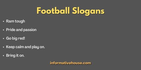 150+ The Most Funny Football Slogans and Sayings For Posters Football Slogans, Sports Slogans, Cool Sayings, Unique Business Names, Catchy Phrases, Catchy Slogans, Funny Football, Names Ideas, Perfect Word