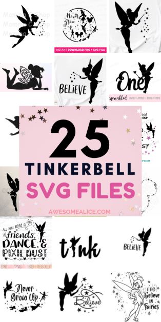 Unlock the magic with these enchanting Tinkerbell Silhouette SVG files! Ideal for Cricut crafters, this collection of 25 designs is perfect for creating whimsical shirts and more. Let Tinkerbell's iconic wings adorn your projects and sprinkle some Disney charm into your creations. Best of all, they're free! #SVGfilesforCricut #Tinkerbell #ShirtDesigns #DisneyMagic #FreeSVG Tinkerbell Cricut, Free Font Svg Files For Cricut, Cricut Disney, Disney Silhouettes Svg, Free Disney Svg Files, Disney Svg Free Files, Free Svgs, Free Svg Files For Cricut, Svg Free Files For Cricut