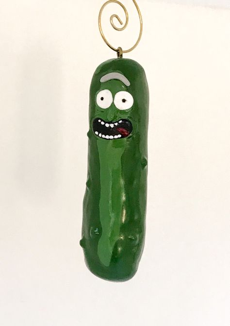 Rick And Morty Earrings, Clay Pickle Rick, Pickle Rick Clay, Pickle Rick Clay Ashtray, Mythical Pets, Pickle Rick Keychain, Studio Ghibli Clay Keychain, Pickle Rick, Clay Keychain