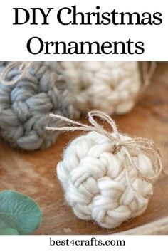 Create the perfect look for your tree with these top 10 DIY Christmas Ornaments Christmas Ornament Macrame Diy, Yarn Christmas Decorations Diy, How To Make Yarn Ornaments, Diy Yarn Ball Ornaments, Diy Christmas Ornaments Yarn, Quick Knit Christmas Ornaments, Chunky Yarn Ornaments Diy, Macrame Ornaments Christmas Diy, Yarn Christmas Ornaments Diy Crafts