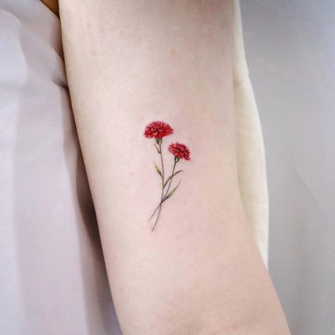 Flower Tattoo Placement, January Birth Flower Tattoo, Flower Tattoo Meaning, Aster Flower Tattoos, Carnation Flower Tattoo, Marigold Tattoo, January Birth Flower, Carnation Tattoo, Flower Tattoo Ideas