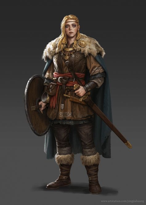 ArtStation - viking warrior , Yingjia Huang (EIKA) Viking Warrior Men, Medieval Characters, Viking Shield Maiden, Fantasy Classes, Viking Warrior Woman, Viking Character, Fantasy Wizard, Viking Women, Viking Shield