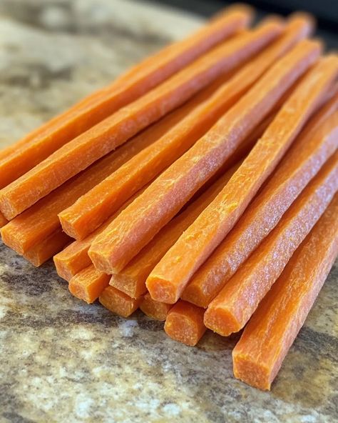 Homemade Carrot and Sweet Potato Chews for Dogs Treat - mydogrecipe Carrot And Pumpkin Chews For Dogs, Sweet Potato Dehydrator Dog Treats, Carrot Chews For Dogs, Dried Sweet Potato Dog Treats, Carrot Treats For Dogs, Homemade Training Treats For Dogs, Sweet Potato Dog Treats Homemade, Homemade Dog Chews, Carrots For Dogs