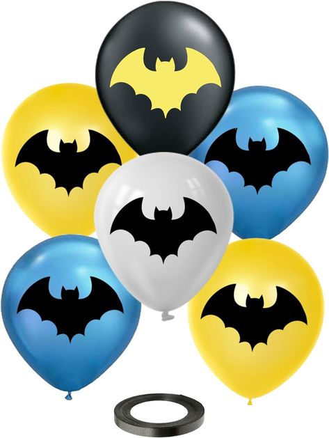 Amazon.com: Bat Superhero 12" Birthday Balloons Printed Double-Sided 30 Pcs | Assorted Colors Premium Latex | Bat Party Decorations & Supplies for Kids by Vision E.D. : Toys & Games Bat Party, Batman Themed Birthday Party, Superhero Party Decorations, Bats For Kids, Boys Birthday Party Decorations, Girls Birthday Party Decorations, Batman Birthday Party, Bat Design, Batman Party