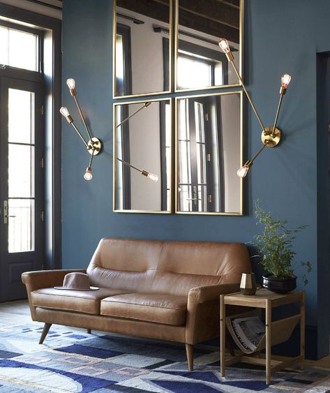 How to Incorporate Multiple Mirrors Into Your Home Decor Ruang Tv, Small Space Hacks, Leather Couches, Interior Design Minimalist, Diy Concrete, Mirror On The Wall, Leather Couch, Living Room Mirrors, Concrete Planters