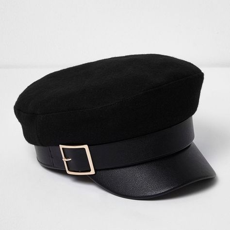 River Island Black gold buckle baker boy hat ($36) ❤ liked on Polyvore featuring accessories, hats, black, women, gatsby cap, apple cap, river island, felt hats and river island hat Hats Black Women, News Boy Cap, Pola Topi, Peaked Hat, Baker Boy Hat, Hats Black, Stylish Caps, Fashion Cap, Baker Boy